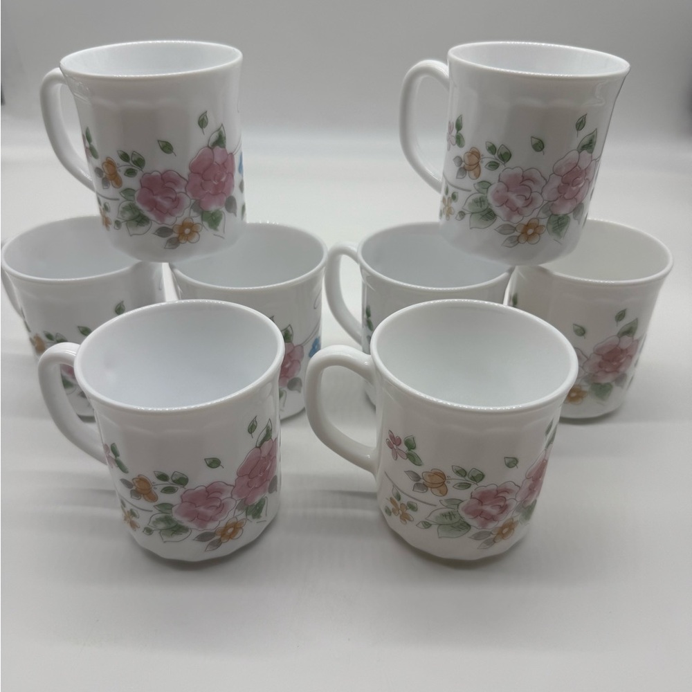 Vintage set of 8 Arcopal France Coffee Cup Mug